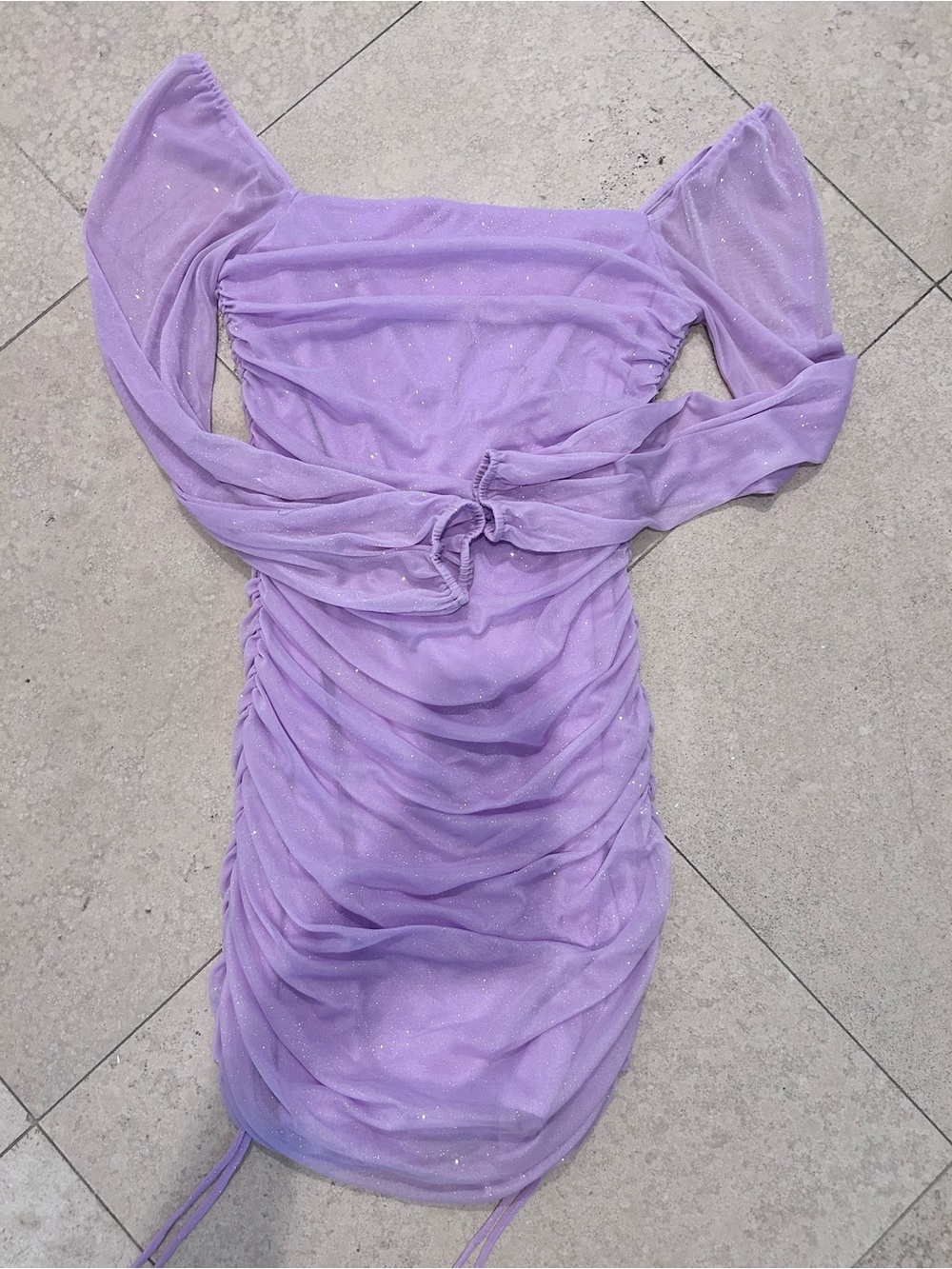 Jump Lilac Off-Shoulder Ruched Midi Dress
